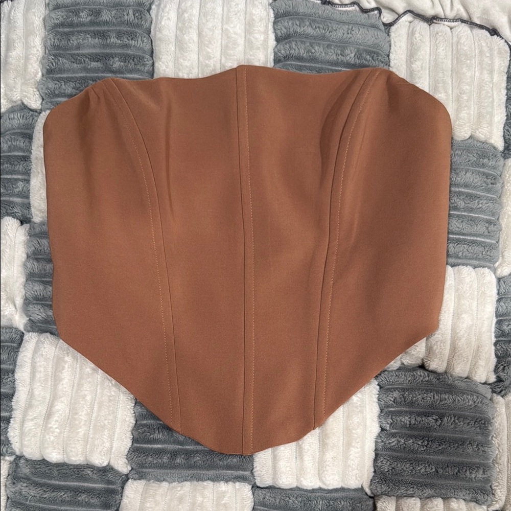 Edikted Brown Strapless Corset Top